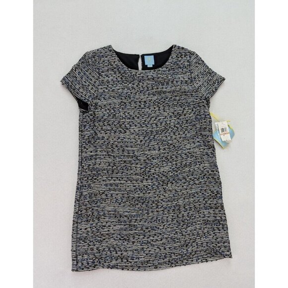 Cece Women's Dress Size 12P Woven Shift Mini Short Sleeve Metallic Shimmer - Picture 2 of 14